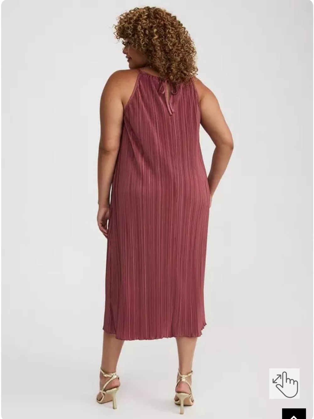 torrid Pleated Halter Midi Dress in Rosewood - Picture 2 of 9